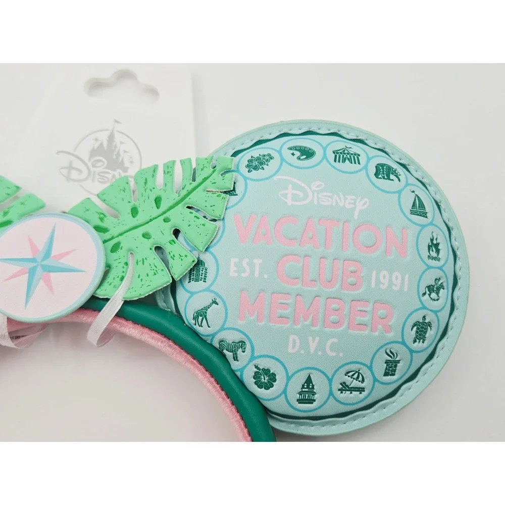 Disney Vacation Club Member Loungefly Ear Headband Teal Pink Tropical Mickey DVC